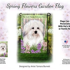 Bandeira de jardim com design de primavera Coton De Tulear