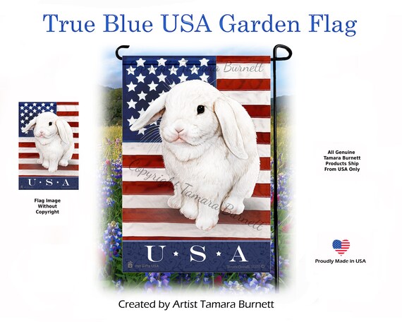 Mini Lop White Rabbit - True Blue Patriotic Garden Flag - Etsy