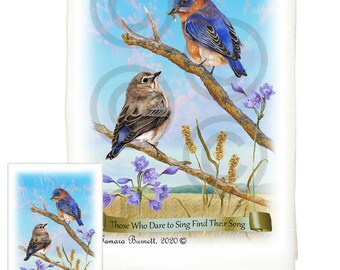 Eastern Bluebird Flour Sack Kitchen Towel