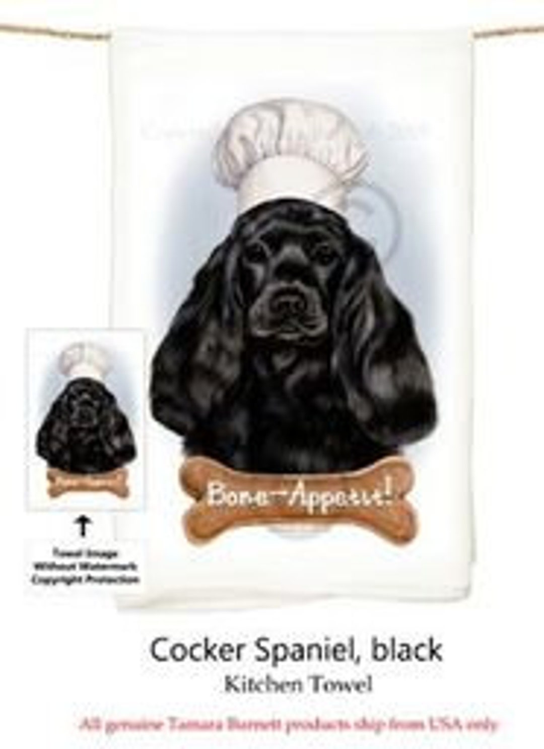 Torchon cuisine motifs chiens en noir et blanc - La Boutique
