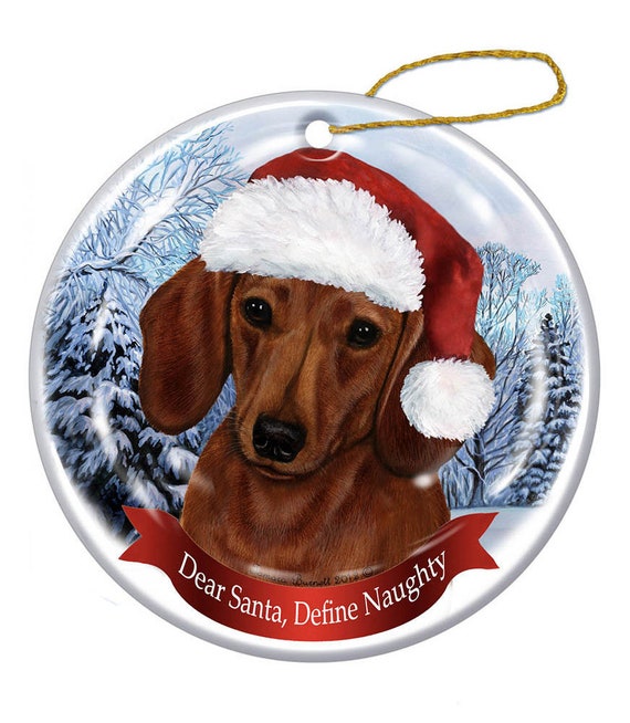 Holiday Pet Gifts Dachshund Red Santa Hat Dog Porcelain | Etsy