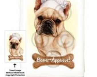 French Bulldog Cream - White Flour Sack Kitchen Towel