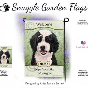 Bernedoodle Black & White - I Hope You Like To Snuggle Gartenfahne