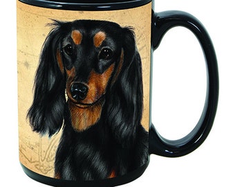 Dachshund (Long Haired Black & Tan) 15 oz Coffee Mug - My Faithful Friend