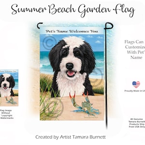 Bernedoodle Black & White Sommer Strand Szene Garten Flagge