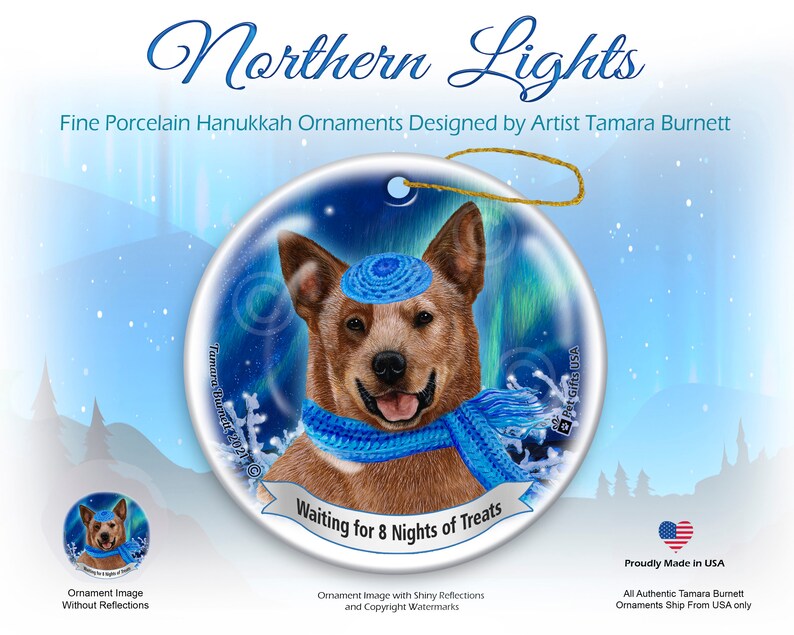 Australian Cattle Dog Red Heeler Pet Gift Personalized Northern Lights
