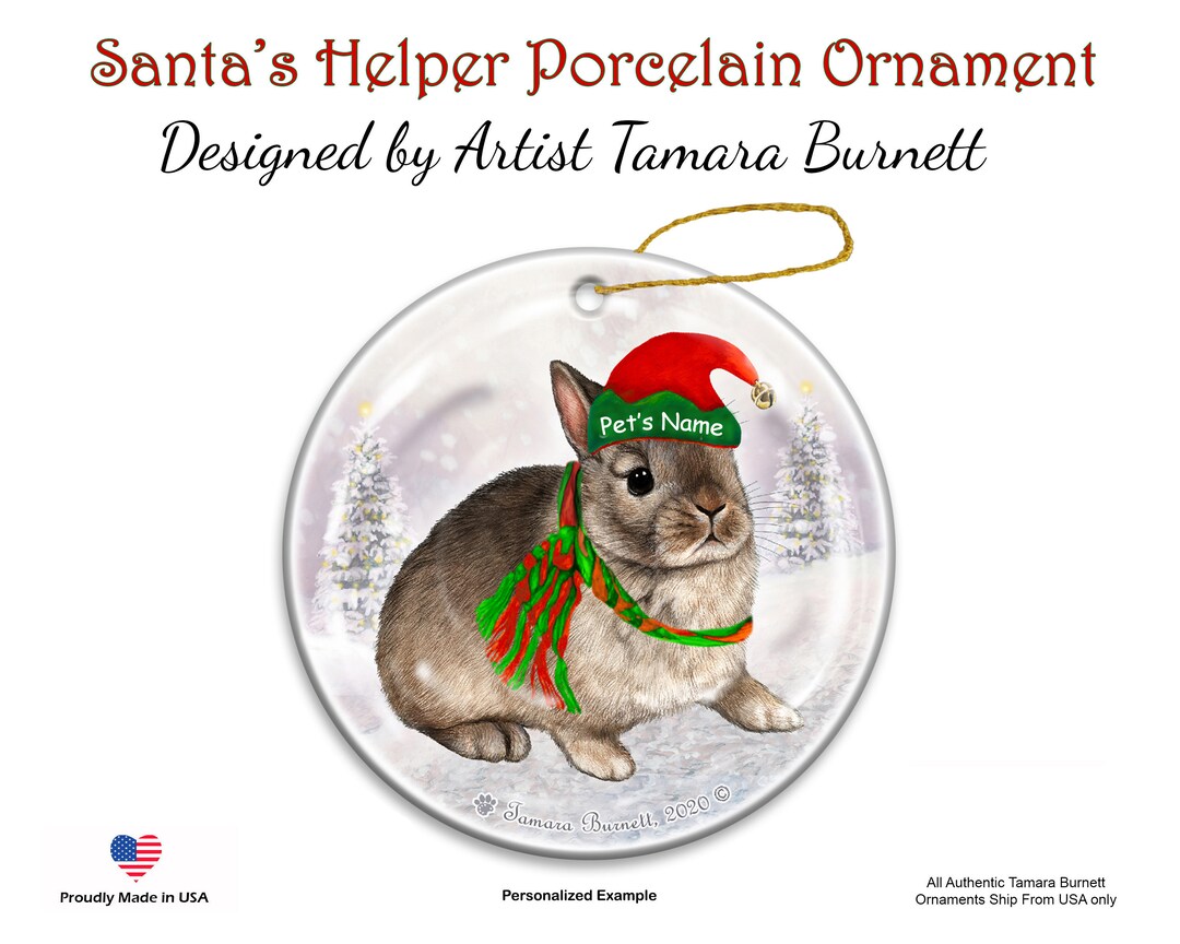 Rabbit Netherland Dwarf - Santa's Helper Christmas Ornament - Etsy
