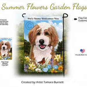 Bernedoodle Red & White - Summer Flowers Garden Flagge