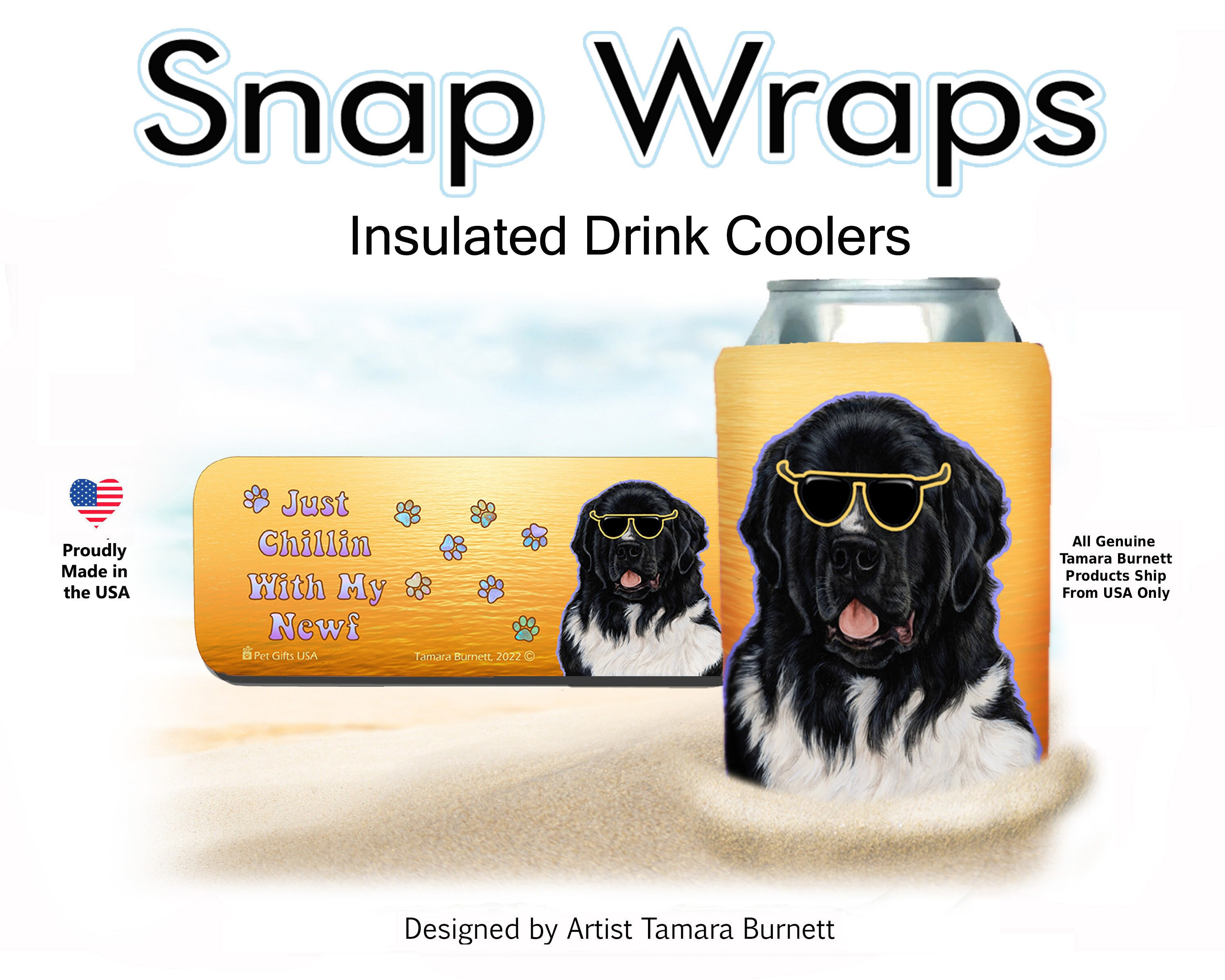 Newfoundland Landseer Snap Wrap (insulated Can Cooler) - Etsy