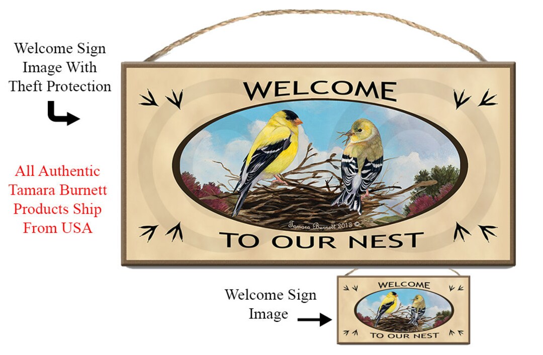 Welcome Sign - American Goldfinch - Etsy