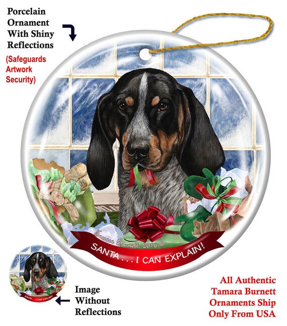 Coonhound Blue Tick Porcelain Hanging Ornament Pet Gift santa I