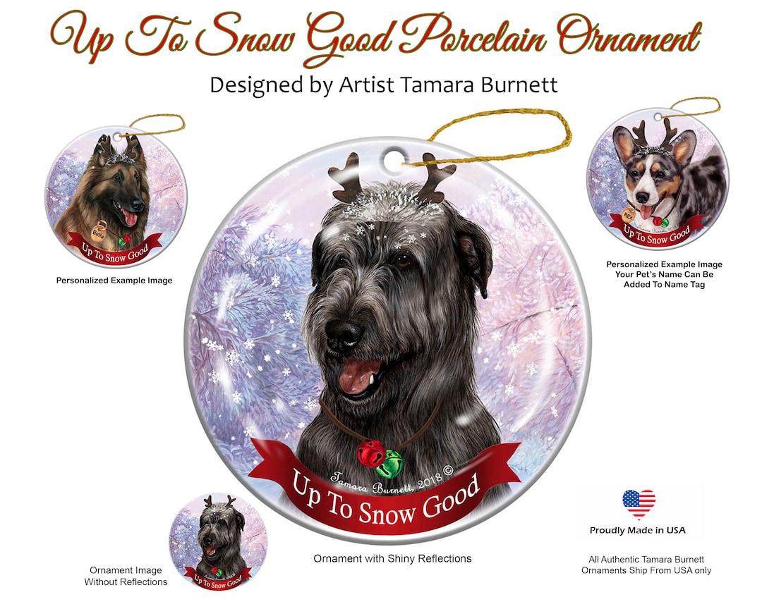 Holiday Pet Gifts Irish Wolfhound Black Reindeer Antlers Dog Shiny up