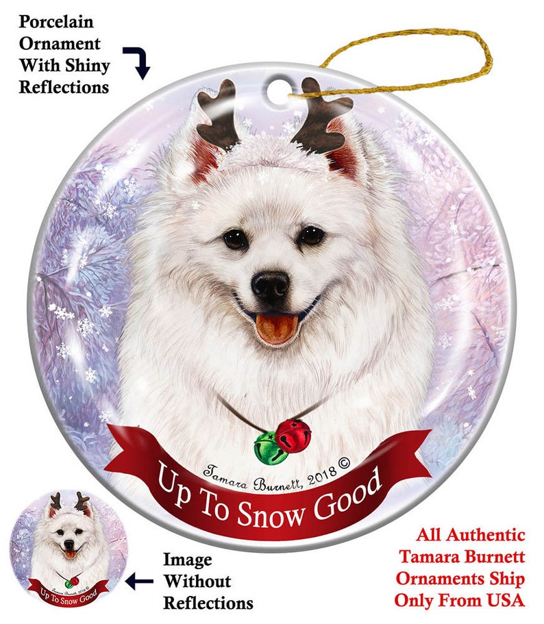 American Eskimo up to Snow Good Ornament Etsy