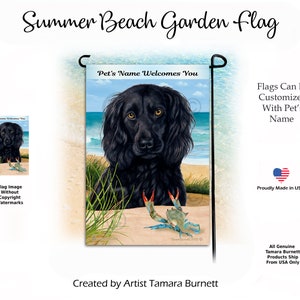 Boykin Spaniel Black Summer Beach Scene Garden Flag