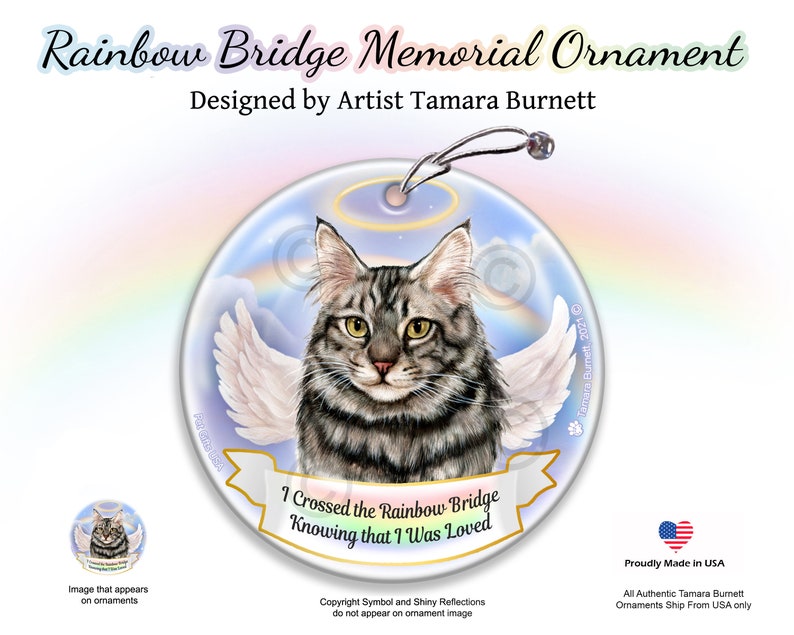 Memorial Ornament With Personalization Options Maine Coon Silver