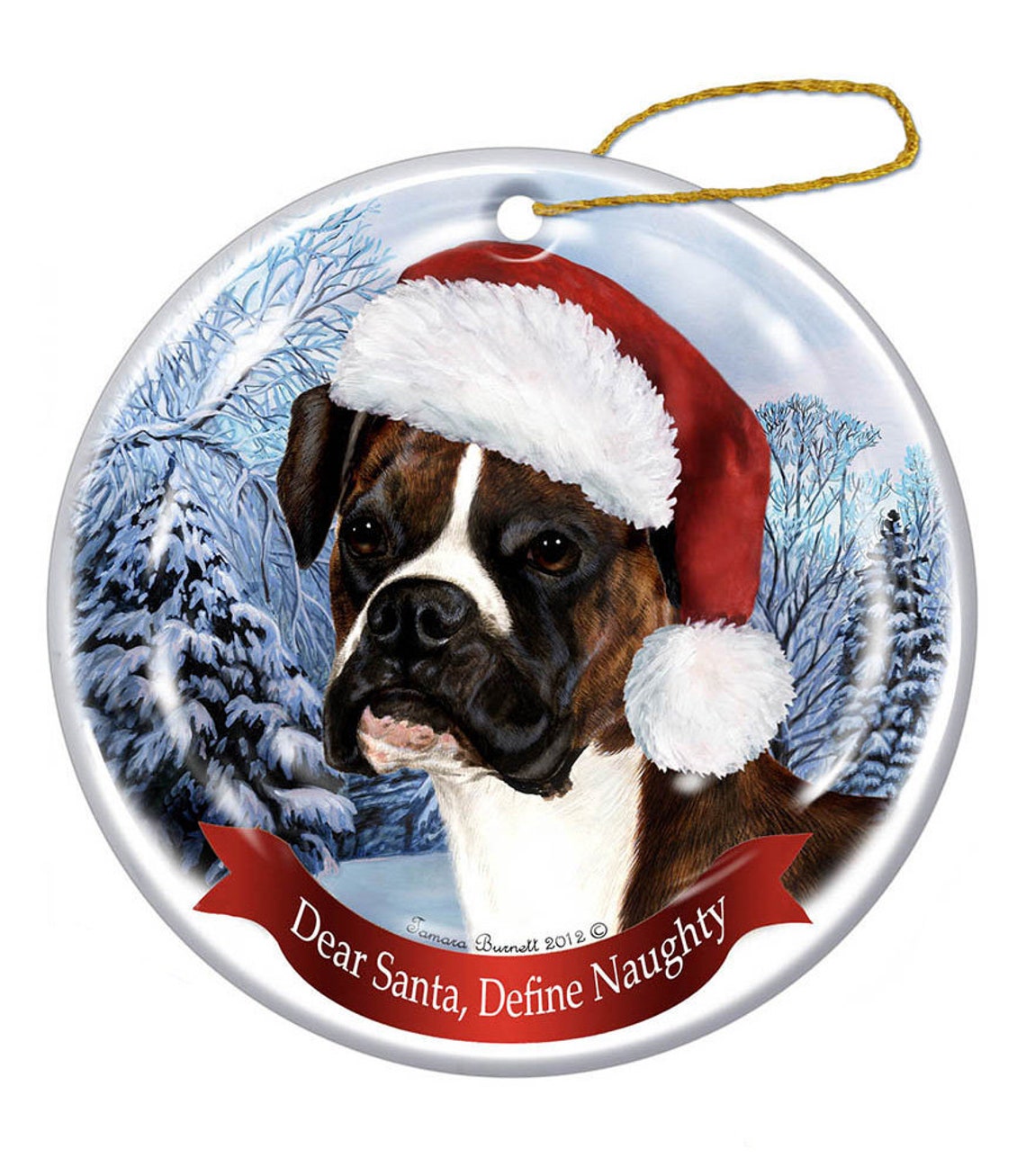 Ceramic - Boxer with Santa Hat