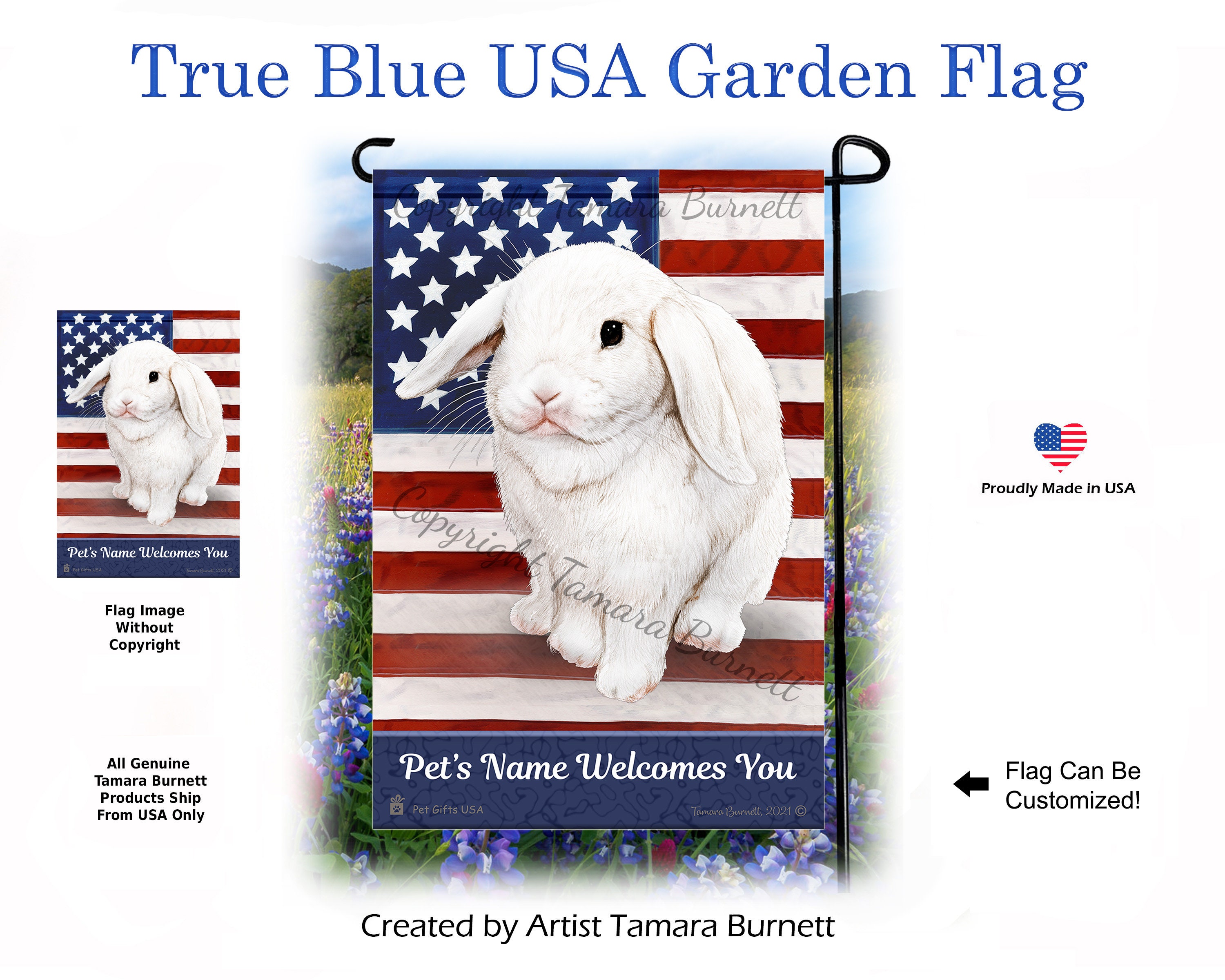 Mini Lop White Rabbit - True Blue USA Patriotic Garden Flag - Etsy