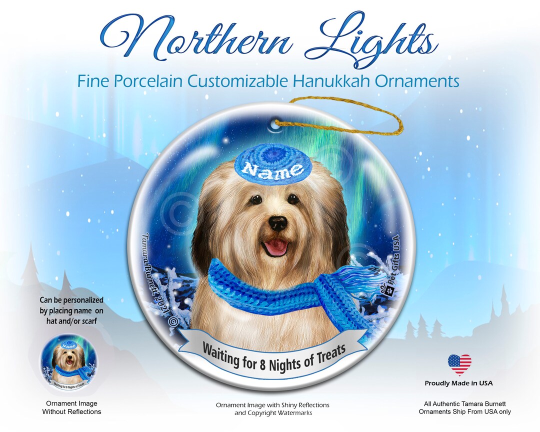 Havanese Cream Northern Lights Hanukkah Ornament Etsy