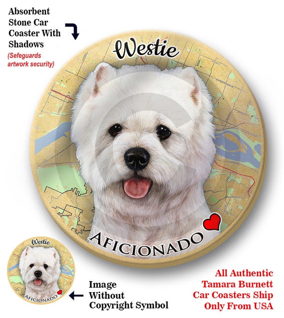 Pack of Two Westie Pet Gifts Coaster Buddies, Dogs and Cats, Car