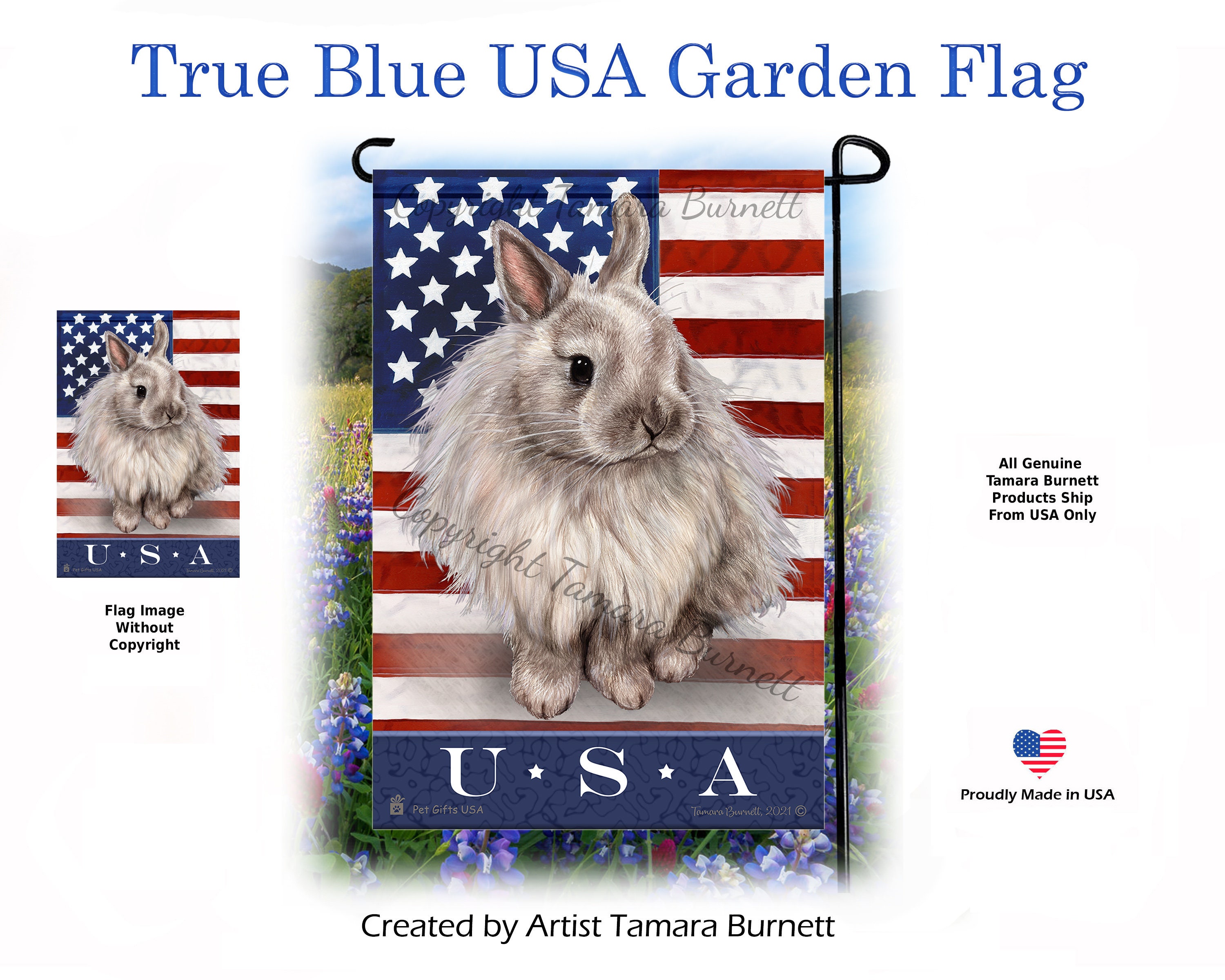 Jersey Wooly Rabbit - True Blue Patriotic Garden Flag - Etsy