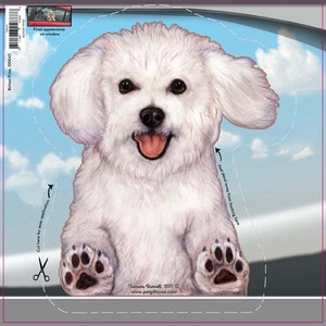 Bichon Frise - Dogs On The Move Window Decal, The sticker measures 10&quot; X 12&quot;