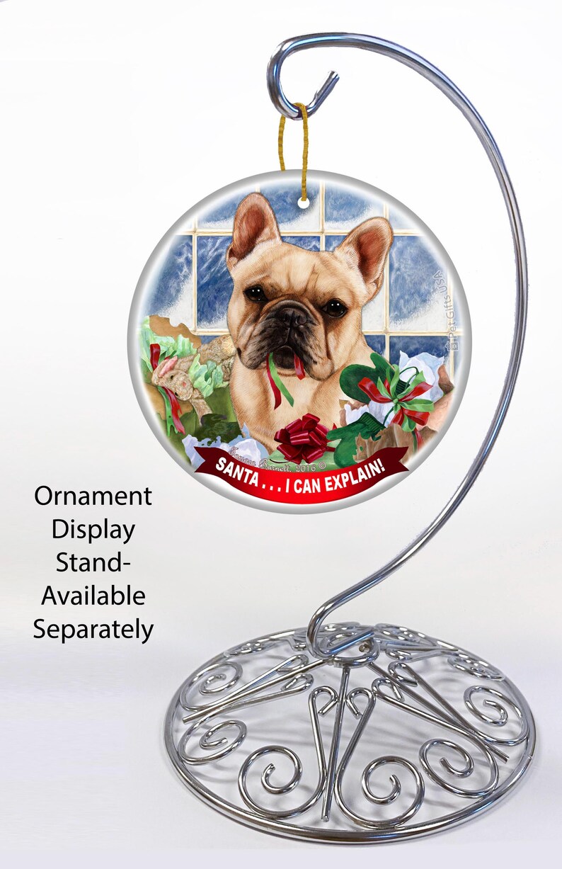a glass ornament with a picture of a dog on it