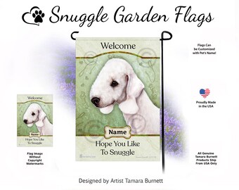 Bedlington Terrier White I Hope You Like To Snuggle Garden Flag - Personalizable
