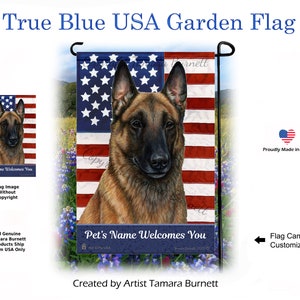 Belgian Malinois Fawn - True Blue Patriotic Garden Flag