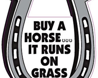 Horseshoe Car Magnet – Buy A Horse It Runs On Grass