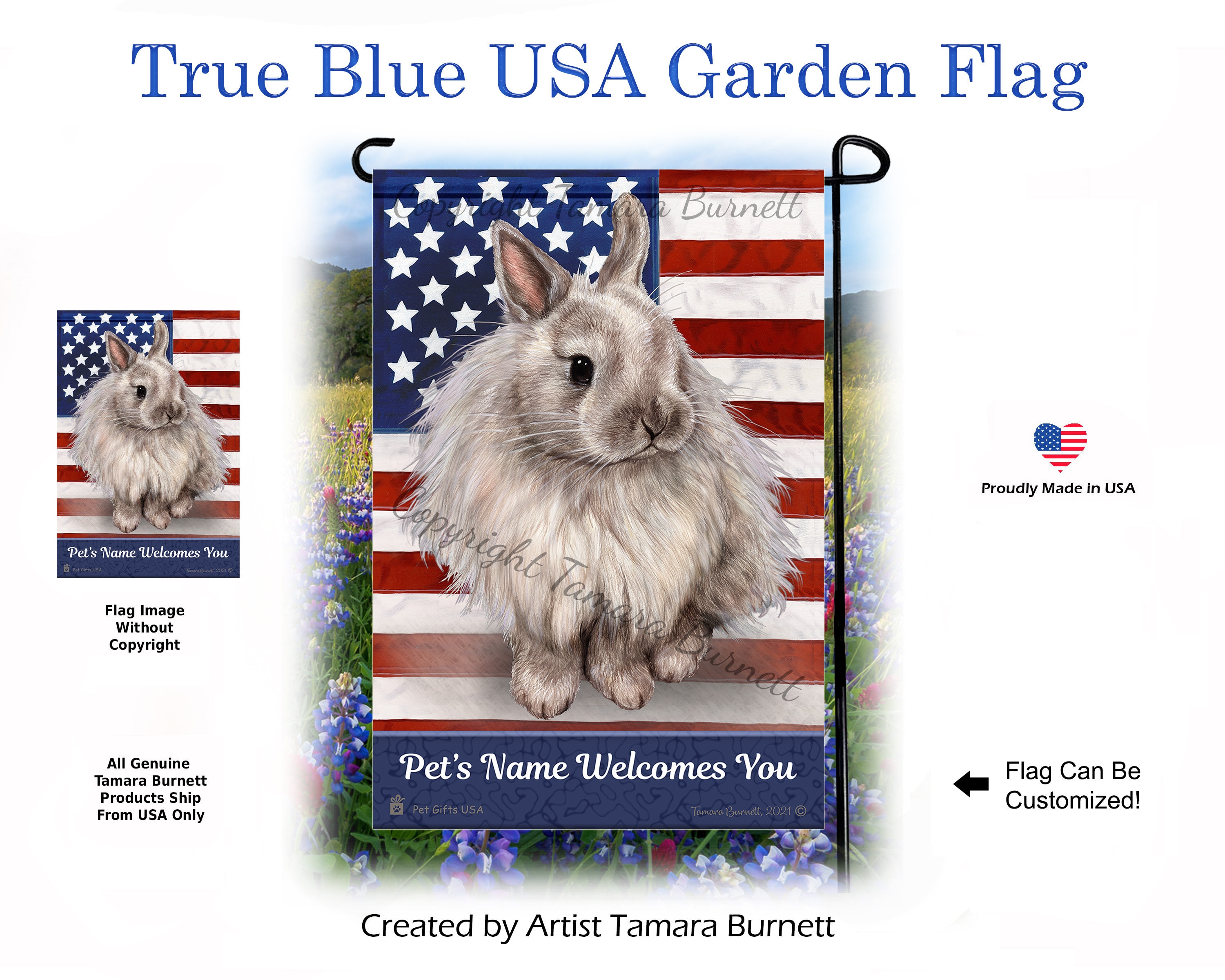 Jersey Wooly Rabbit - True Blue Patriotic Garden Flag - Etsy