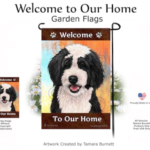 Bernedoodle Black & White - Welcome To Our Home Garden Flag