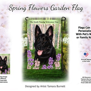 German Shepherd Black Spring Design Garden Flag