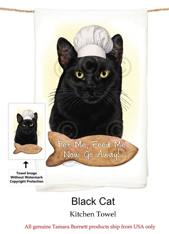 Black Cat Flour Sack Kitchen Towel