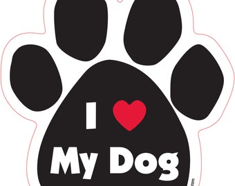 I (Heart) My Dog Paw Shaped Car Magnet - Packaged By Persons with Disabilities