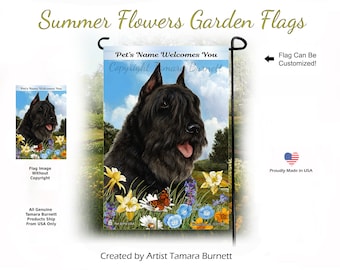 Bouvier Black - Sommer Blumen Garten Fahne