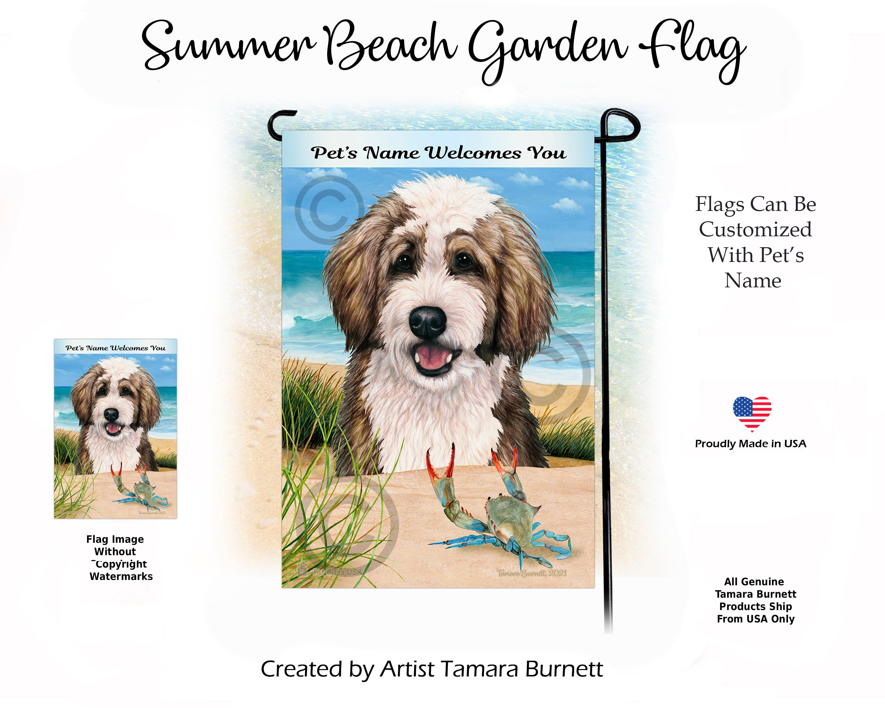 Bernedoodle Sable & White Summer Beach Scene Can Personalize - Etsy