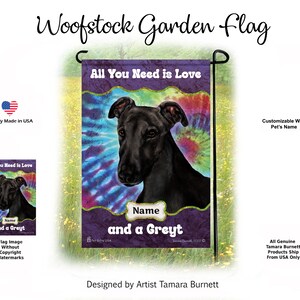 All You Need Is Love and a Greyhound Black - Woofstock Garden Flag
