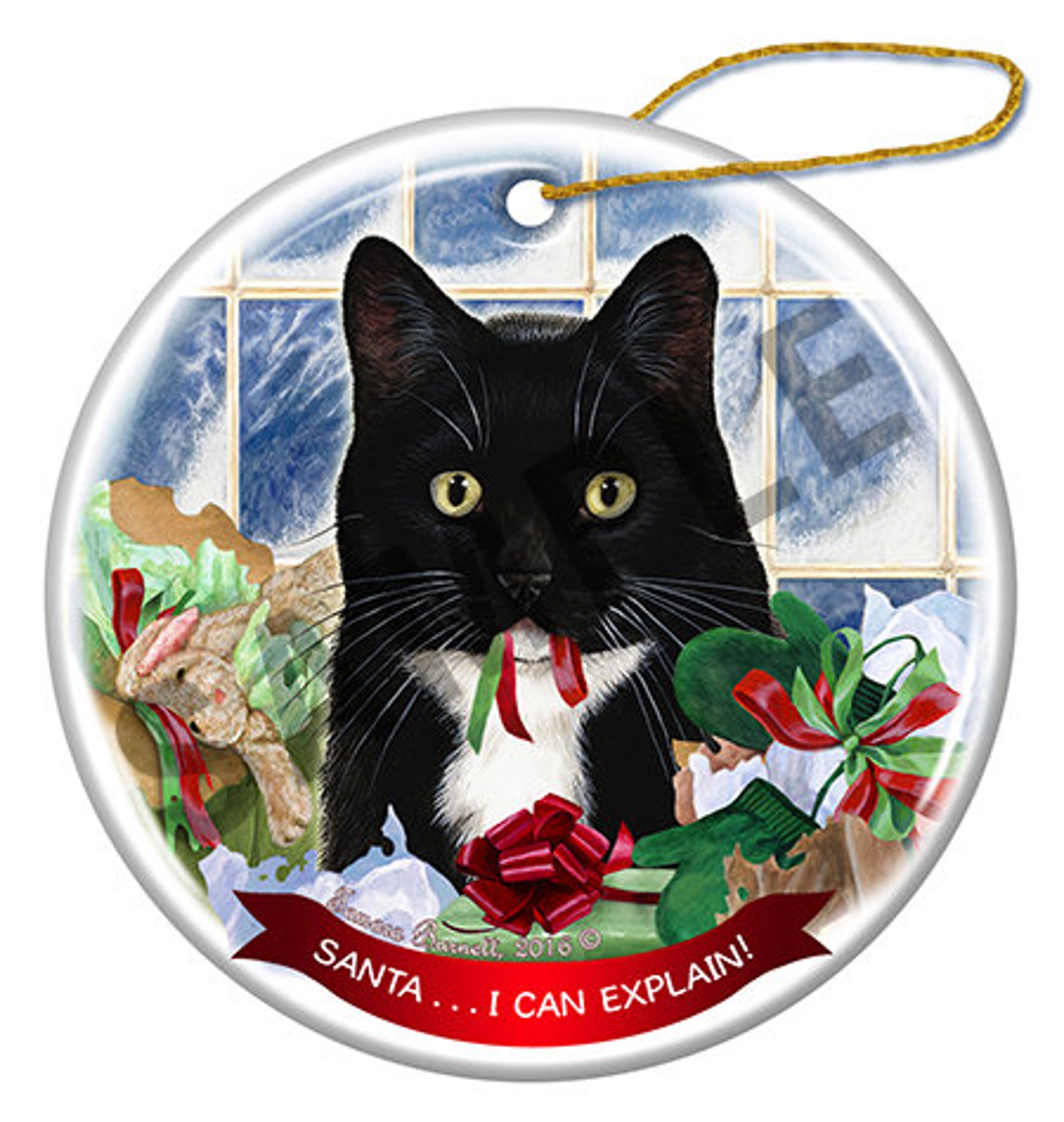 Tuxedo Cat Porcelain Hanging Ornament Pet Gift 'santa.. I Etsy