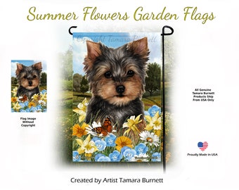 Gartenflagge 'Protected By Yorkie Security System' – 30,5x45,7 Cm, Aus Polyester