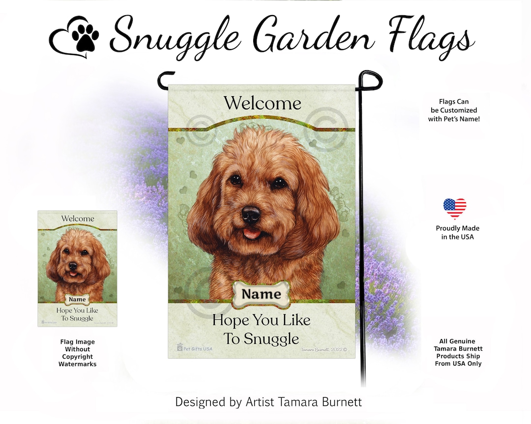 Cockapoo Garden Flag - Red Snuggle Design (personalizable) - Etsy
