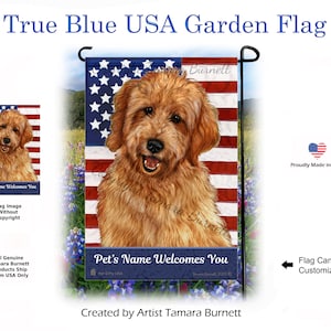 Goldendoodle Red - True Blue Patriotic Garden Flag