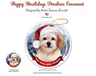 Cavachon - Santa Hat Christmas Ornament