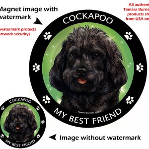 May include: Black and white Cockapoo dog breed illustration with green background and the text "Cockapoo My Best Friend".