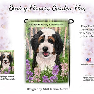 Bernedoodle Tricolor Spring Design Gartenfahne
