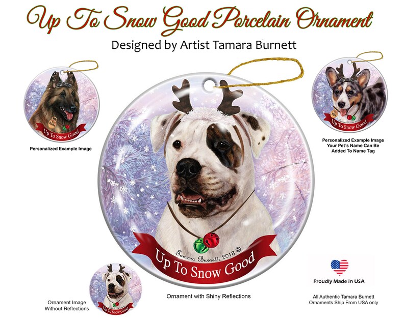 American Bulldog Brindle Eye up to Snow Good Ornament Etsy