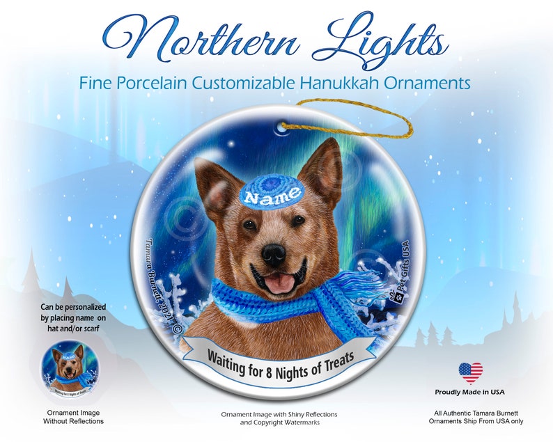 Australian Cattle Dog Red Heeler Pet Gift Personalized Northern Lights