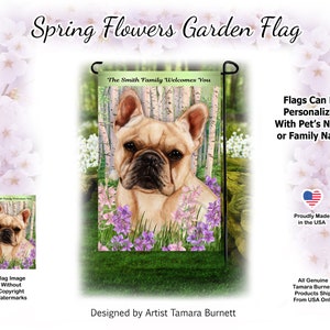 Französische Bulldogge Creme Frühling Design Garten Fahne