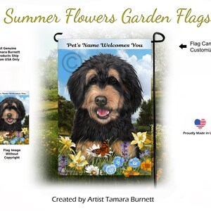 Bernedoodle Black & Tan - Sommer Blumen Garten Flagge