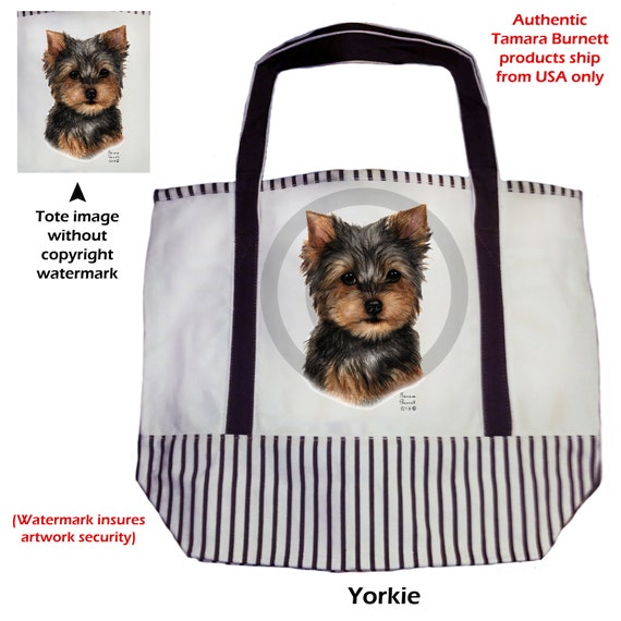 Bolso de mano para perros El tamano del bolso Yorkie es 20 x 15 x 7 cuando esta lleno Bolsa de lona con correas y rayas marrones Etsy Espana