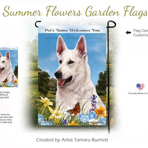 German Shepherd White - Summer Flowers Garden Flag